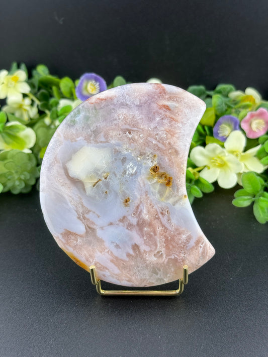 Pink Amethyst & Flower Agate Moon