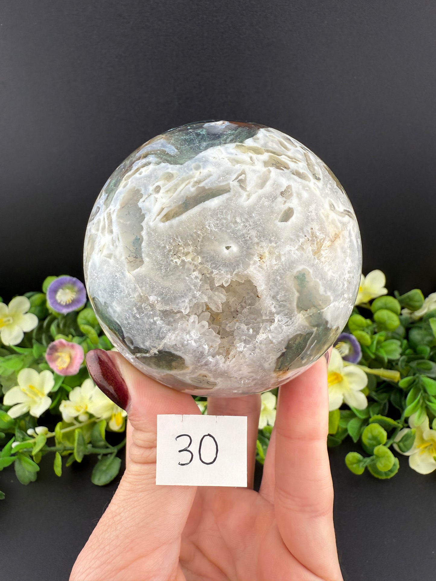 White Moss Agate Spheres