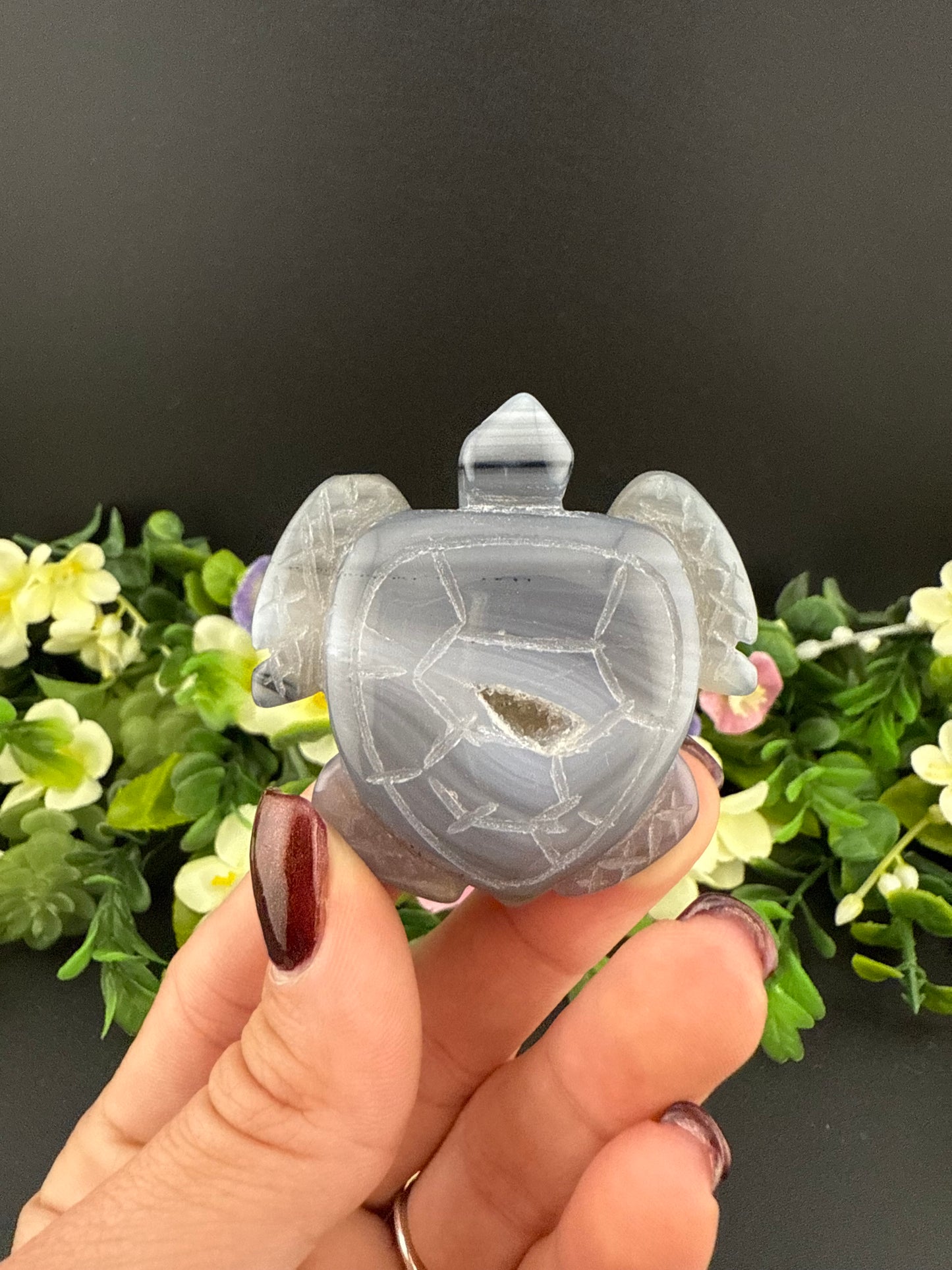 Druzy Agate Turtle Carving