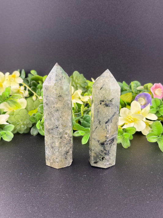 Druzy Prehnite w/ Epidote Inclusions Towers