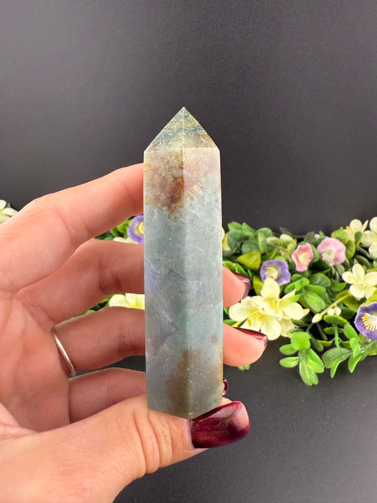 Druzy Red Moss Agate Tower