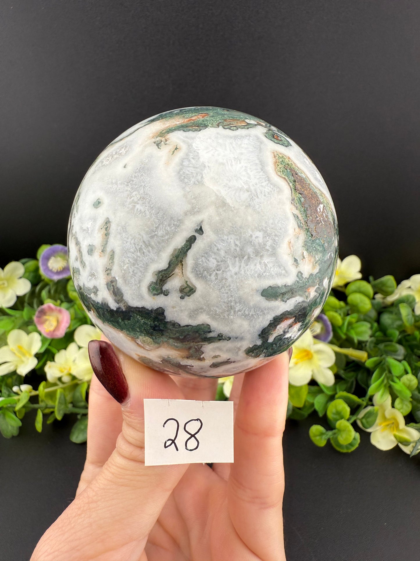 White Moss Agate Spheres