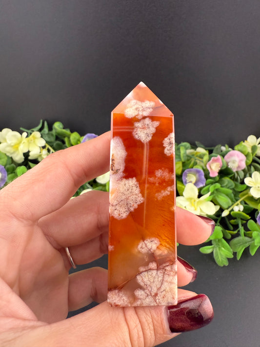 Carnelian Flower Agate Tower