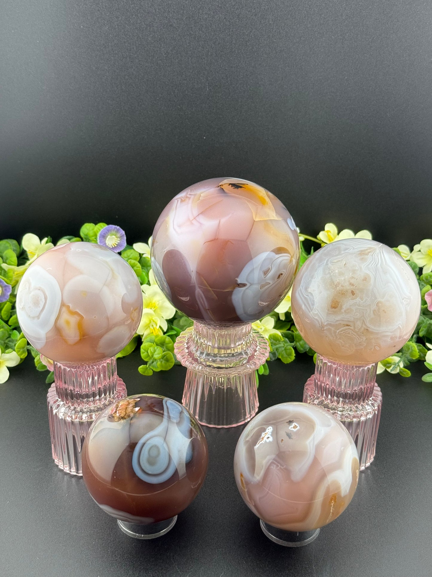 Pink Jelly Agate Spheres