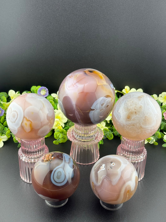 Pink Jelly Agate Spheres