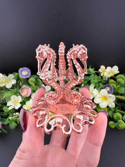 Rose Gold Triple Seahorse Sphere Holder