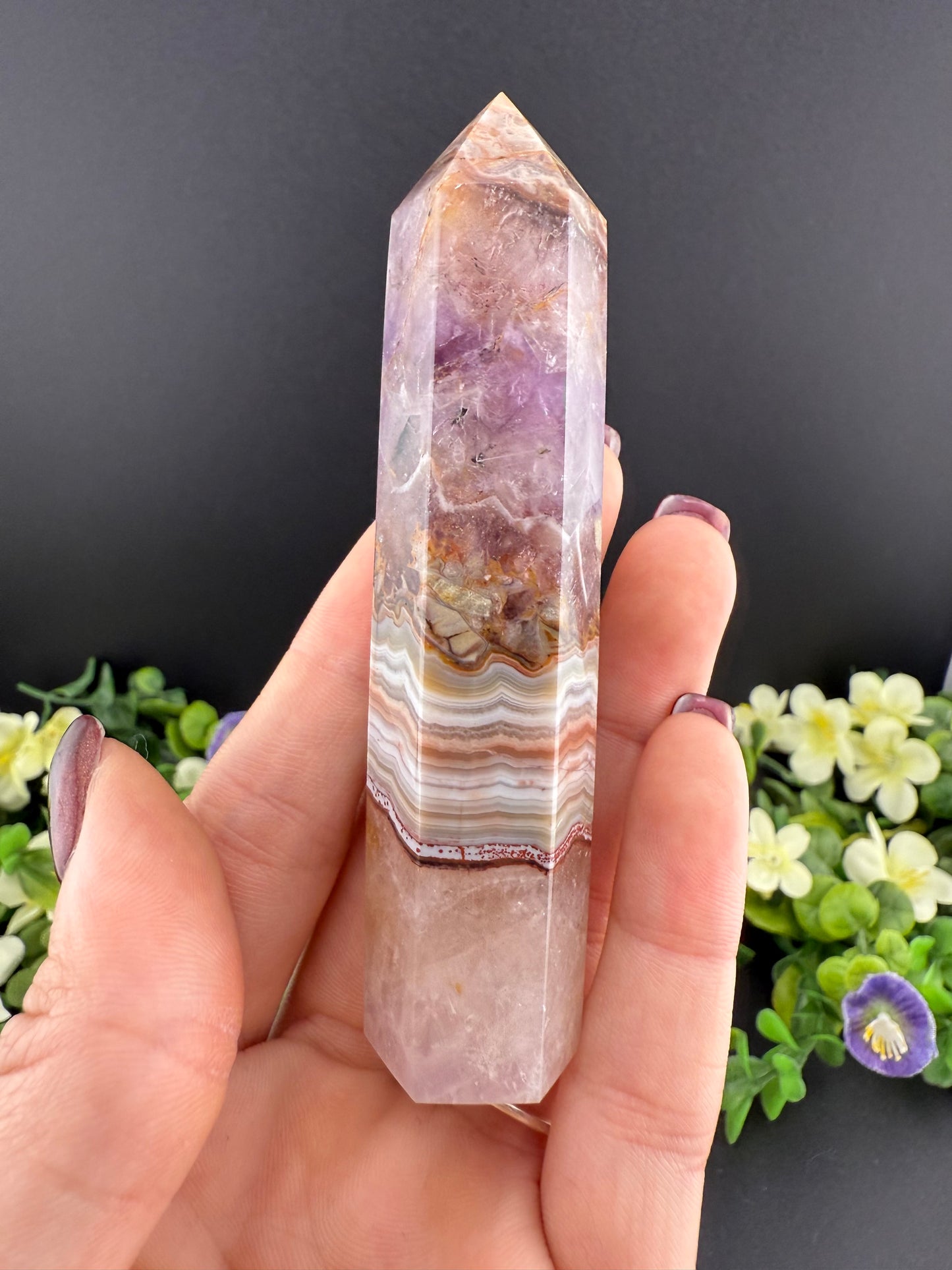 Amethyst & Crazy Lace Agate Tower