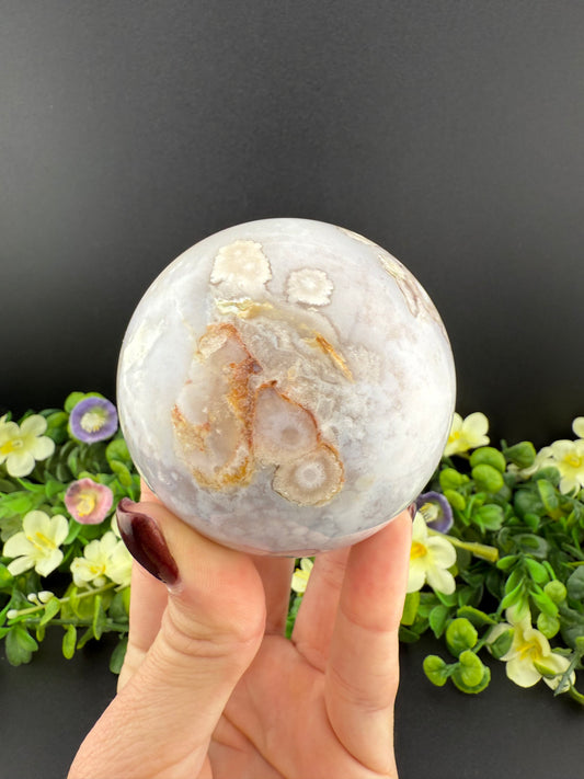 Pink Amethyst w/ Flower Agate Sphere