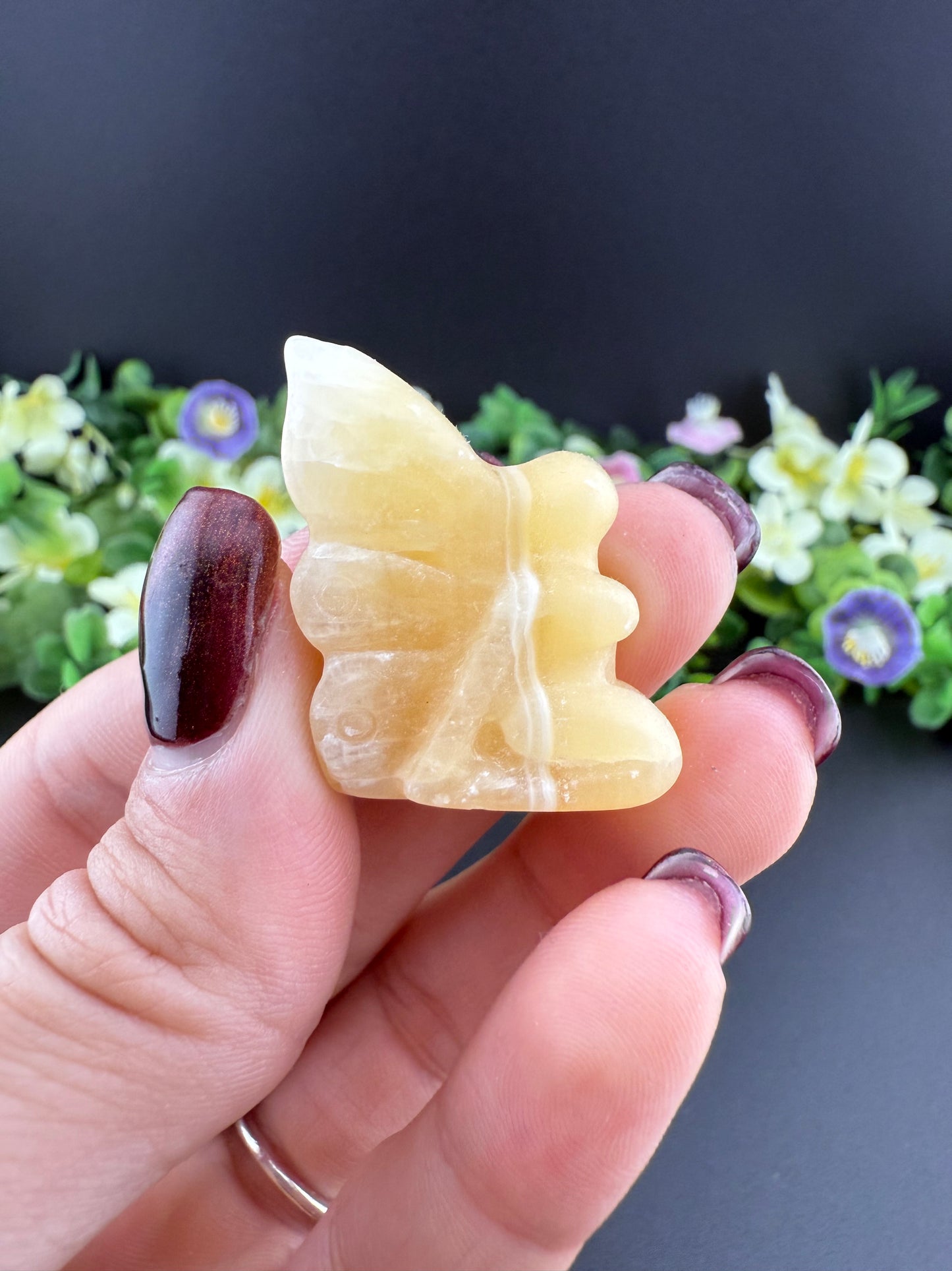 Tiny Orange Calcite Fairy Carving