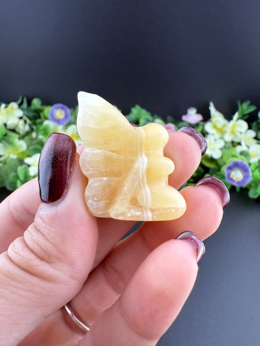 Tiny Orange Calcite Fairy Carving