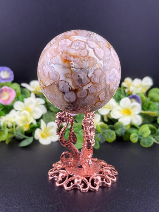 Rose Gold Triple Seahorse Sphere Holder