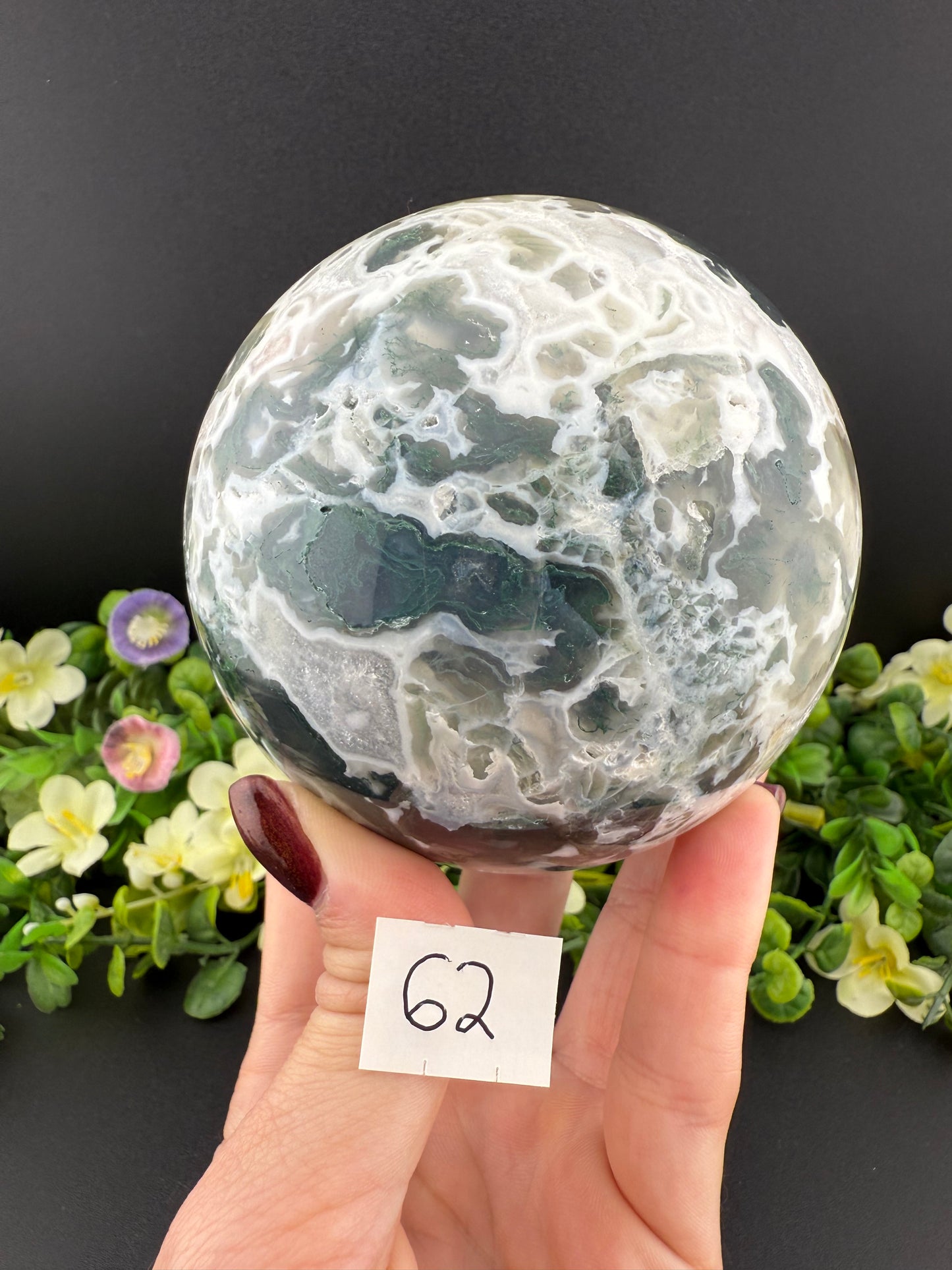 White Moss Agate Spheres