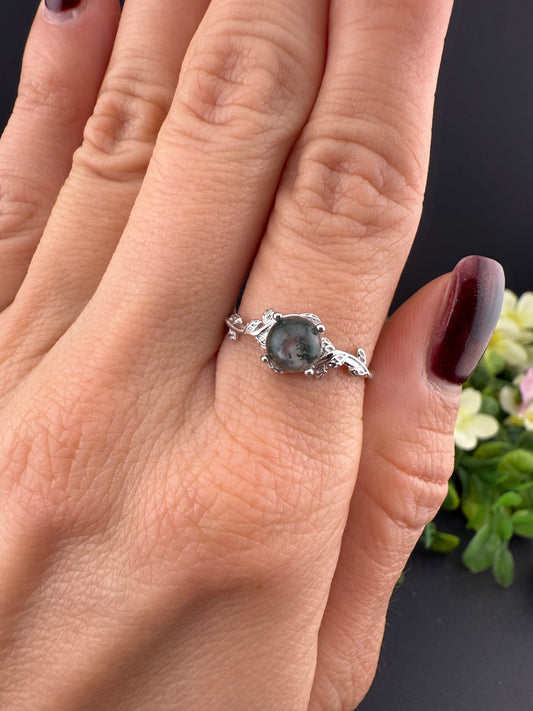 Moss Agate Ring (Adjustable)