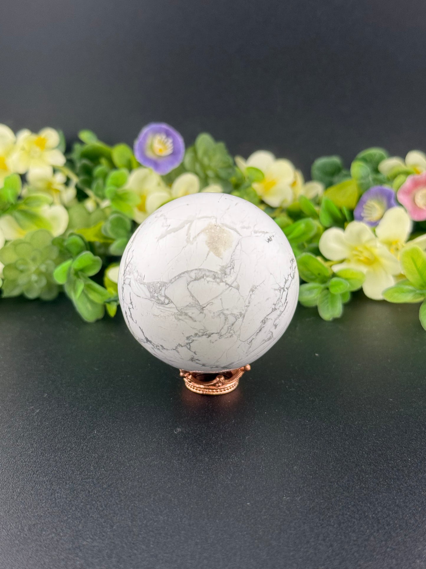Rose Gold Painted Crown Sphere Stand