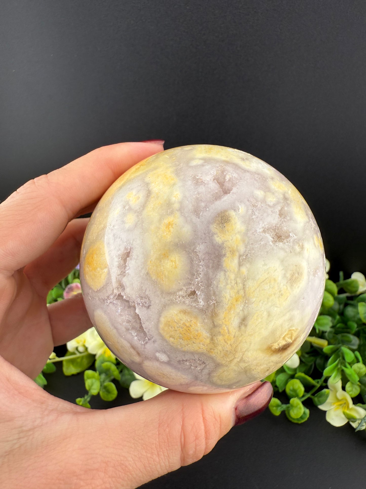 Druzy Pink Amethyst w/ Flower Agate Sphere