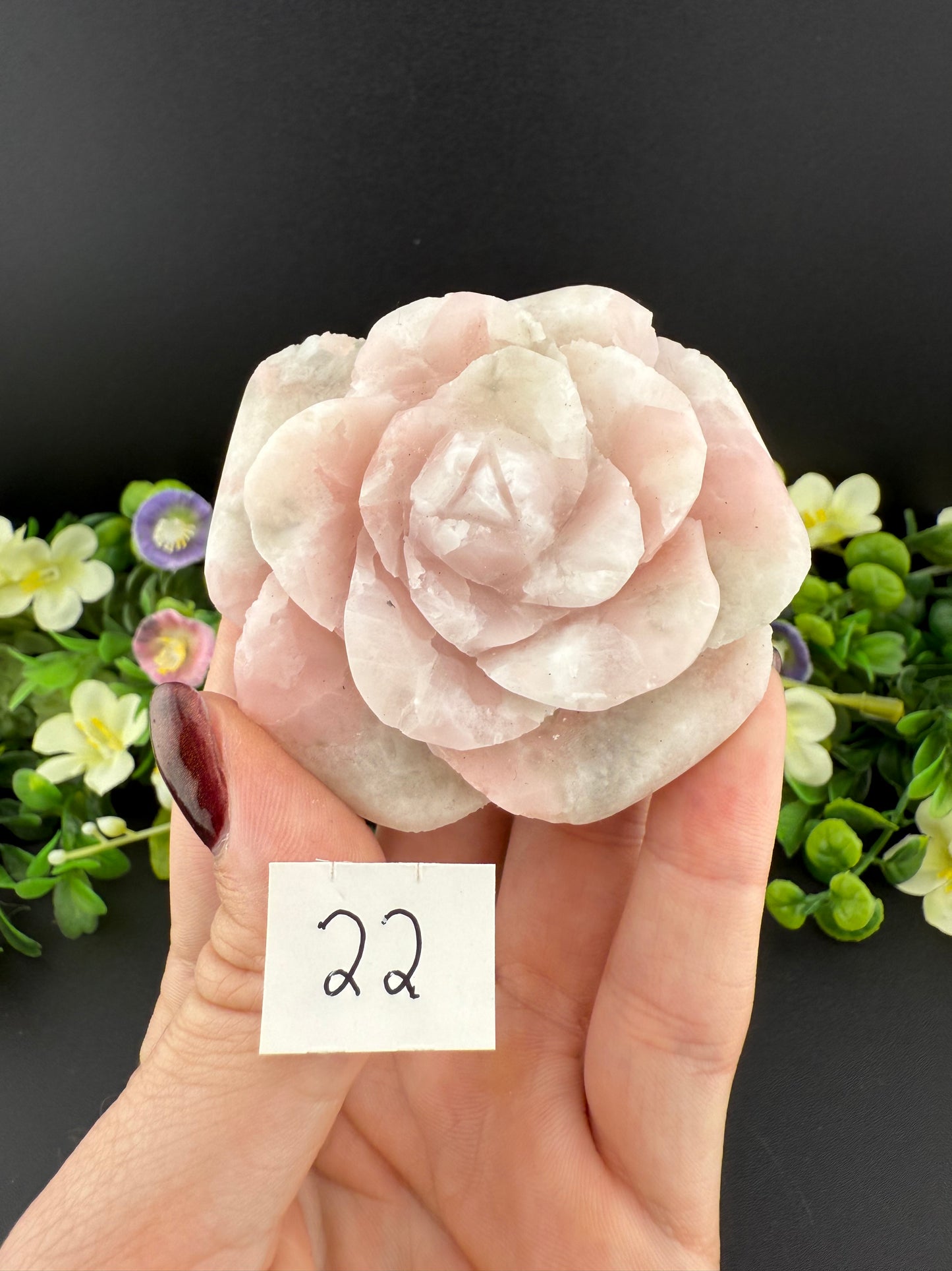 Pink Opal Rose Carvings