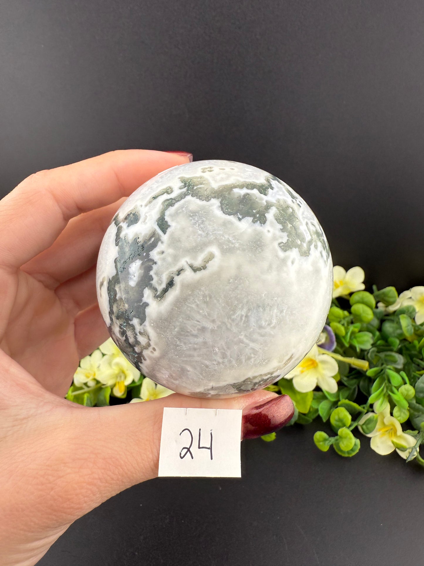 White Moss Agate Spheres