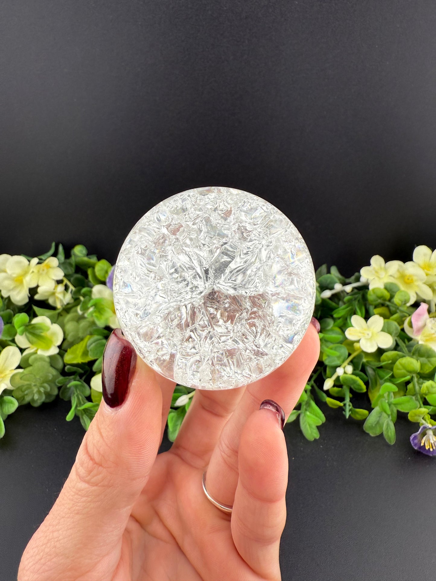 Crackle Clear Quartz Sphere