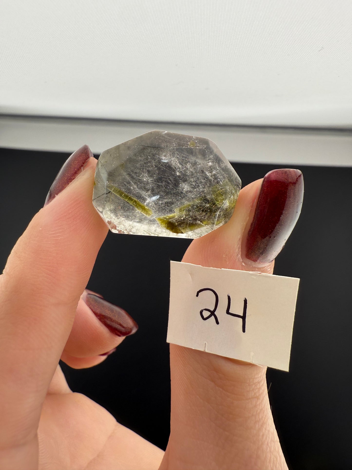 Small Green & Black Tourmaline-Included Quartz Freeforms