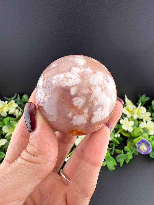 Carnelian Flower Agate Sphere