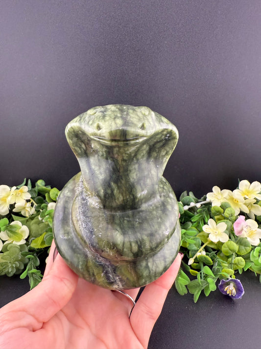 Serpentine Jade Cobra Carving