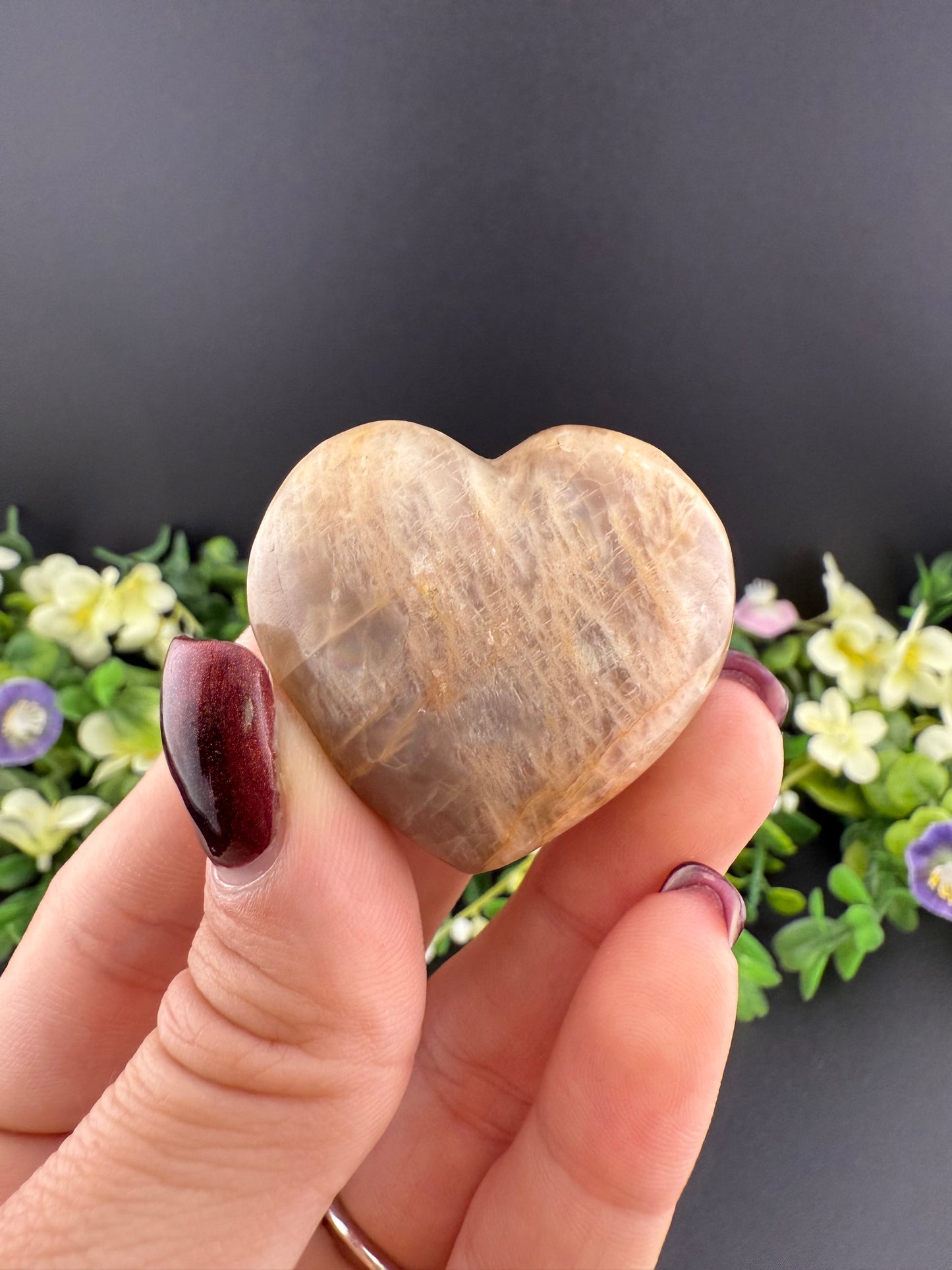 Small Peach Moonstone Heart