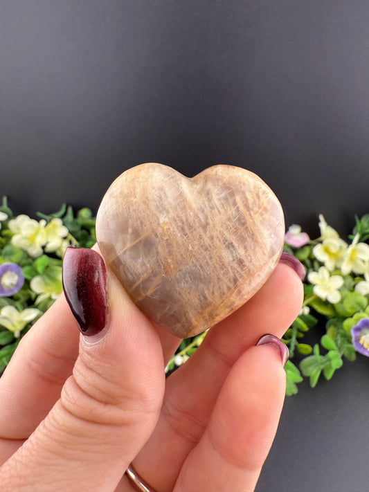 Small Peach Moonstone Heart