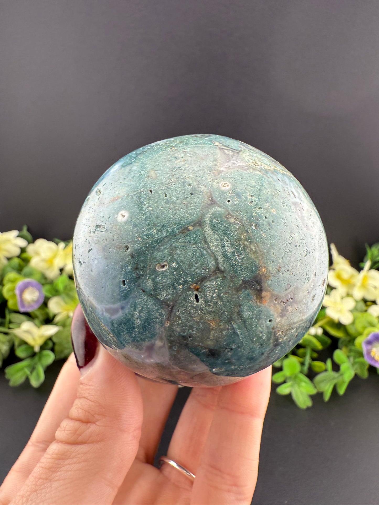 Large Druzy Moss Agate Mushroom
