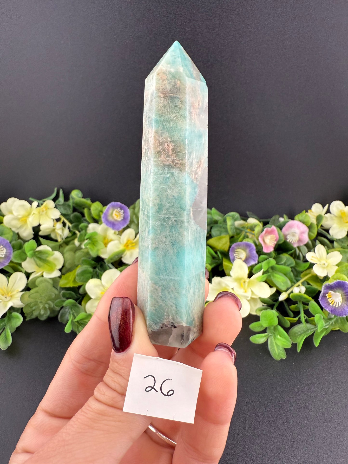 Amazonite w/ Smoky Quartz Towers