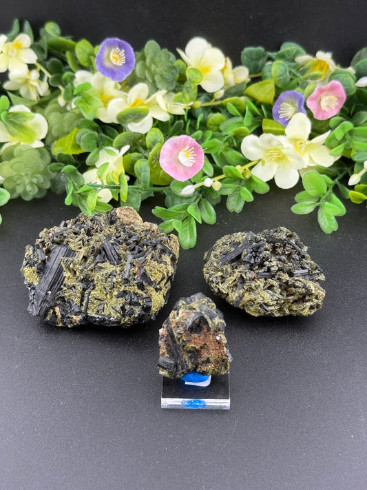 Epidote w/ Black Tourmaline Clusters
