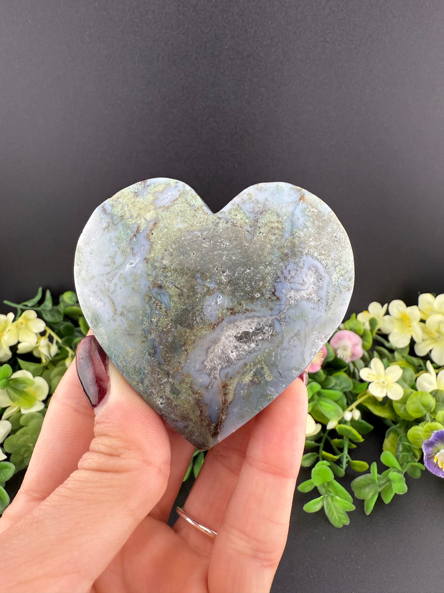 Blue Moss Agate Heart