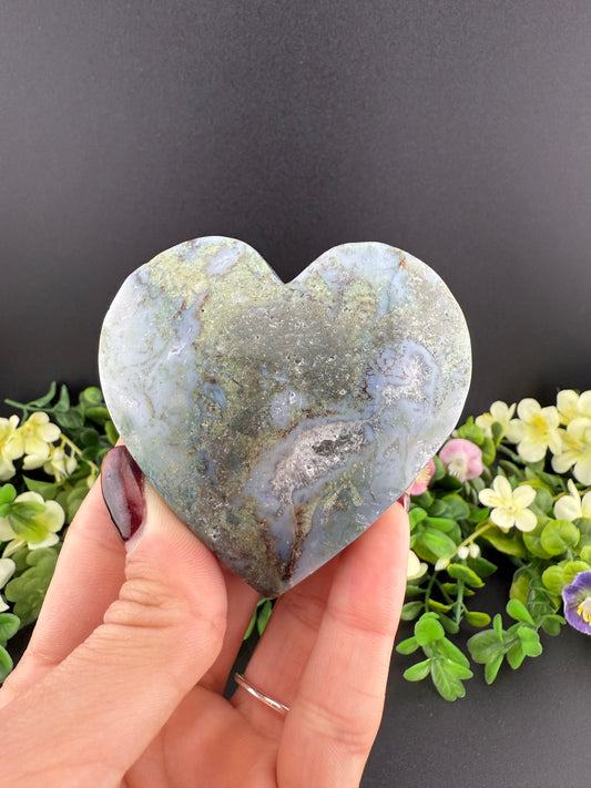 Blue Moss Agate Heart