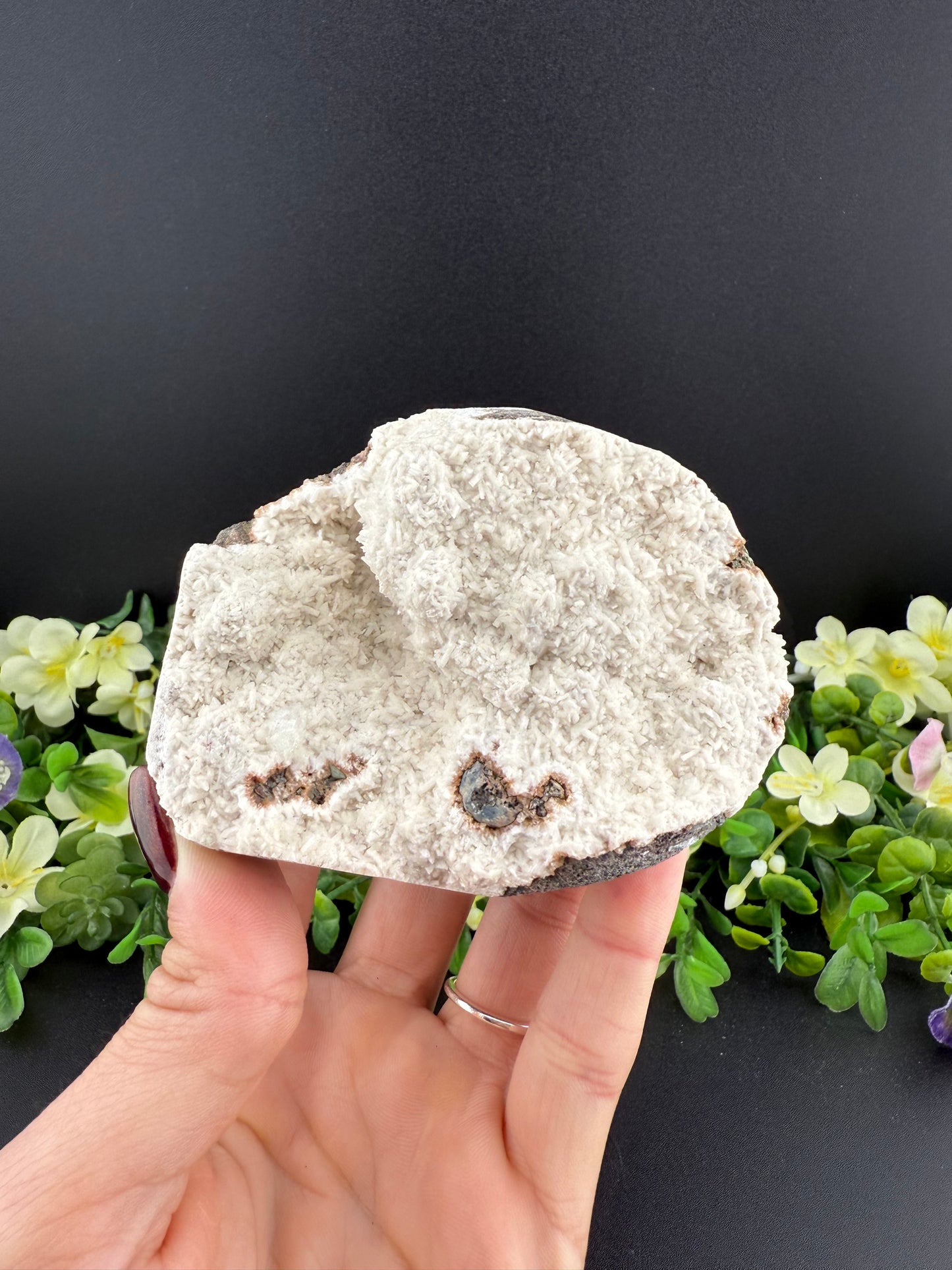 Snow Agate on Lava Stone Cluster