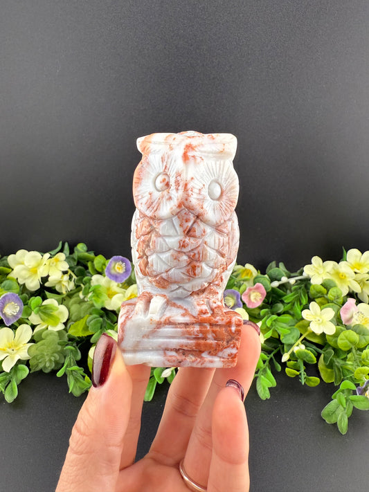 Druzy Agate Owl Carving