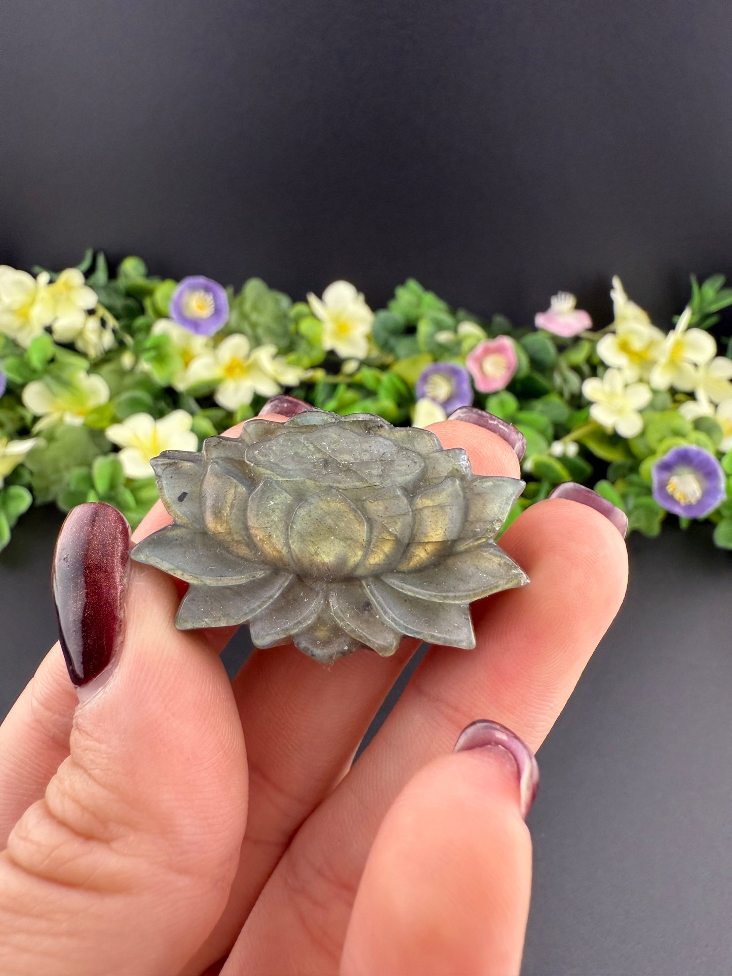 Labradorite Lotus Carving