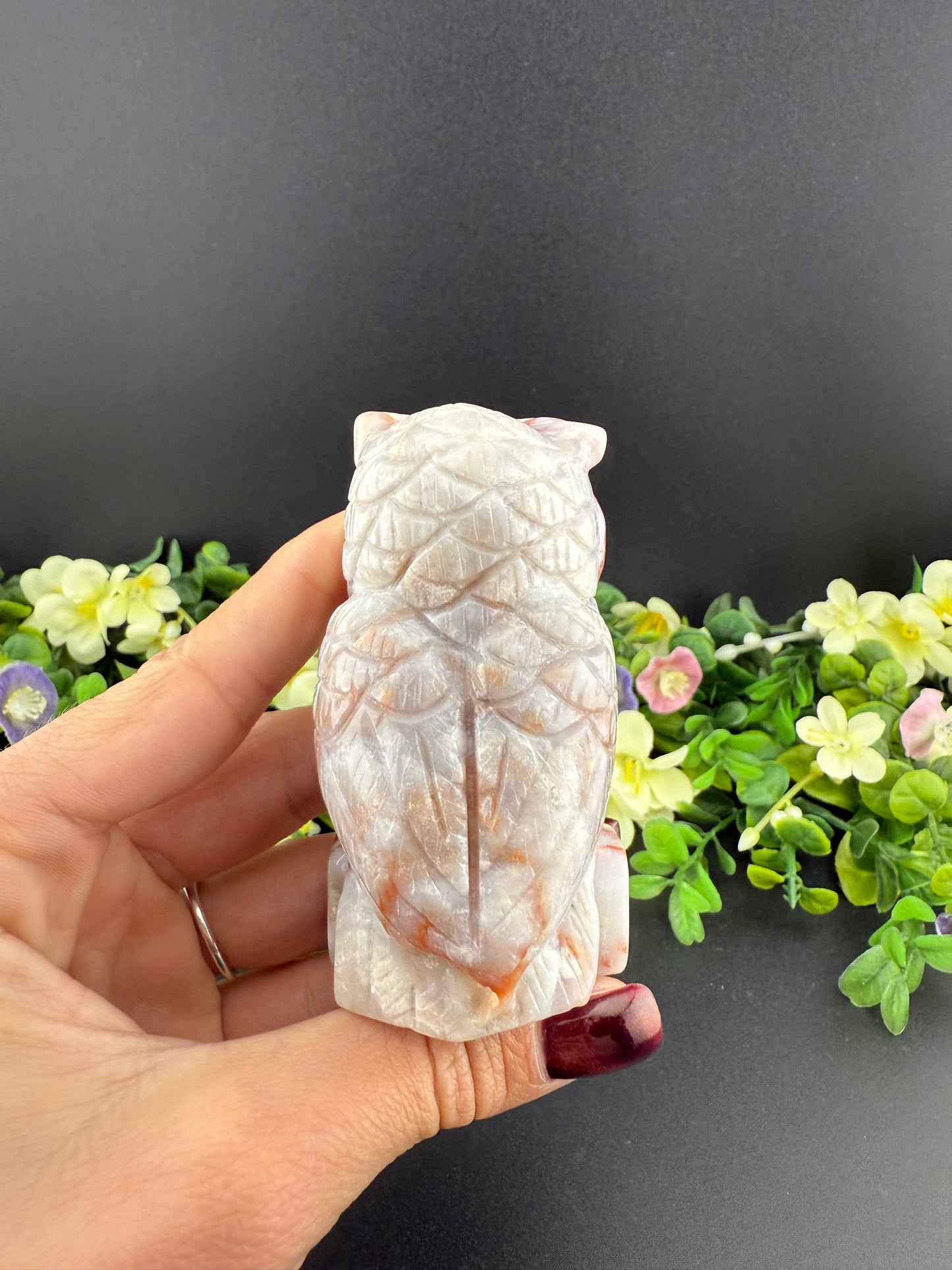 Druzy Agate Owl Carving