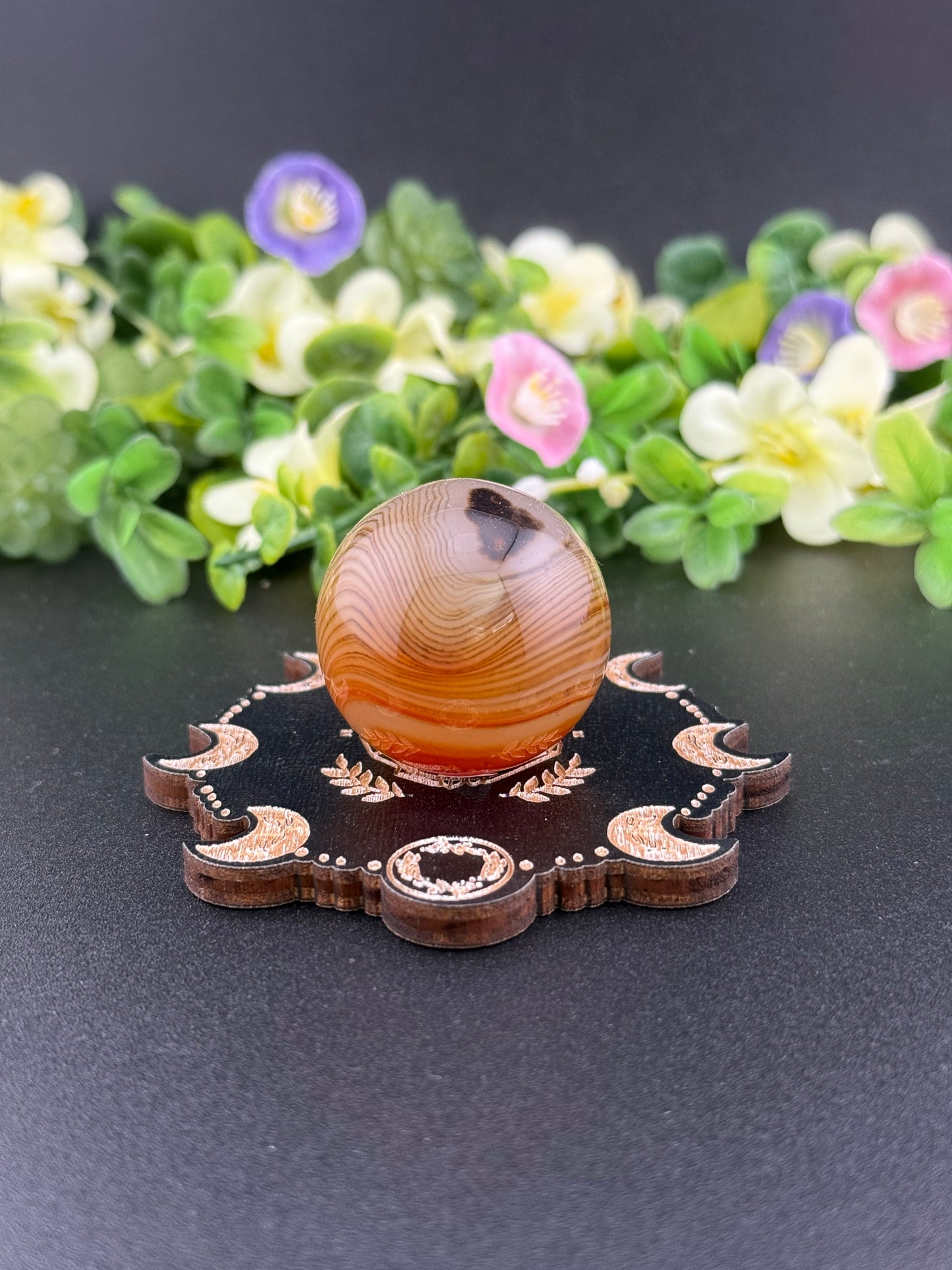 Etched Wooden Sphere Holder