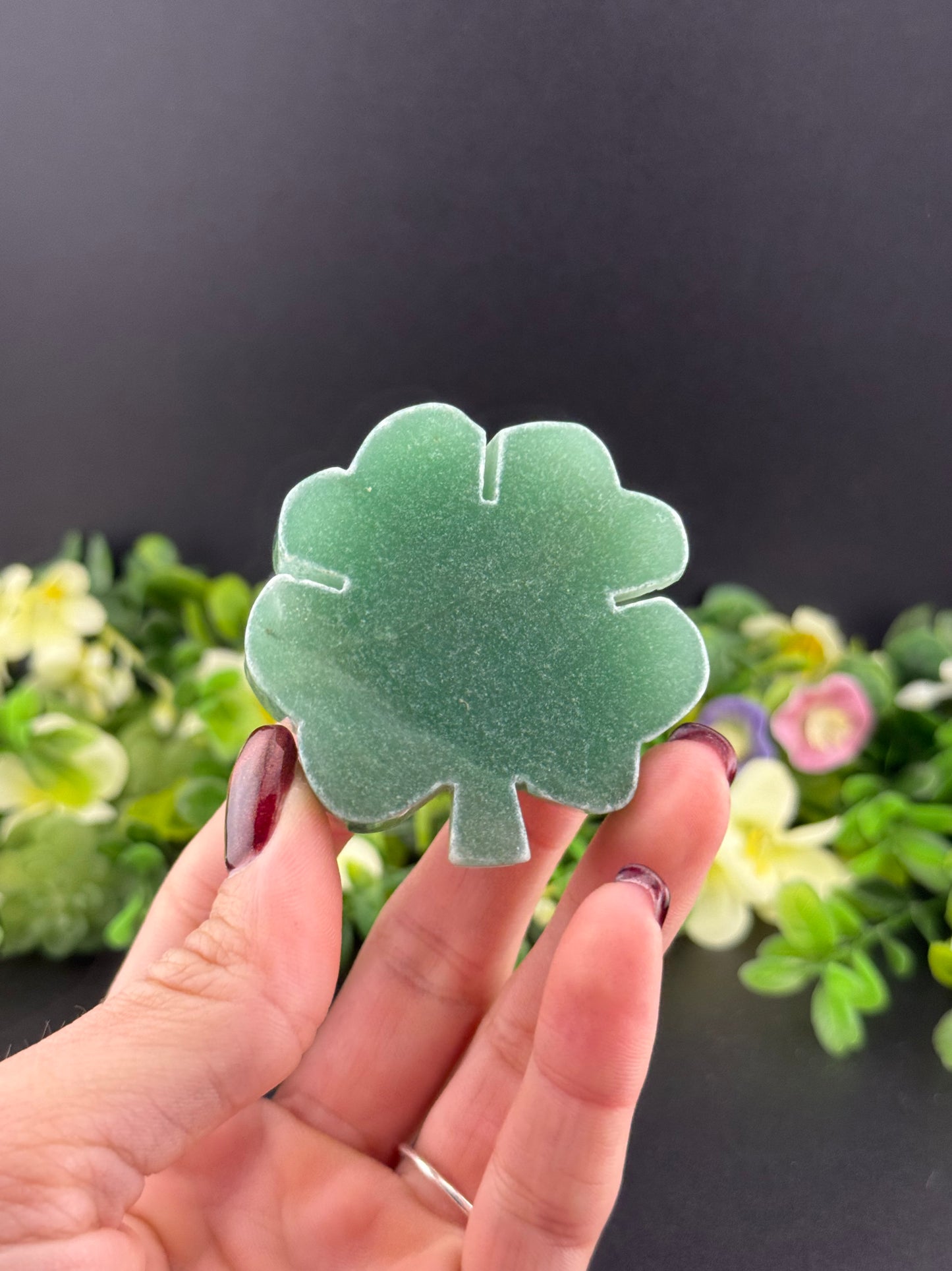 Green Aventurine Lucky Clover Carving