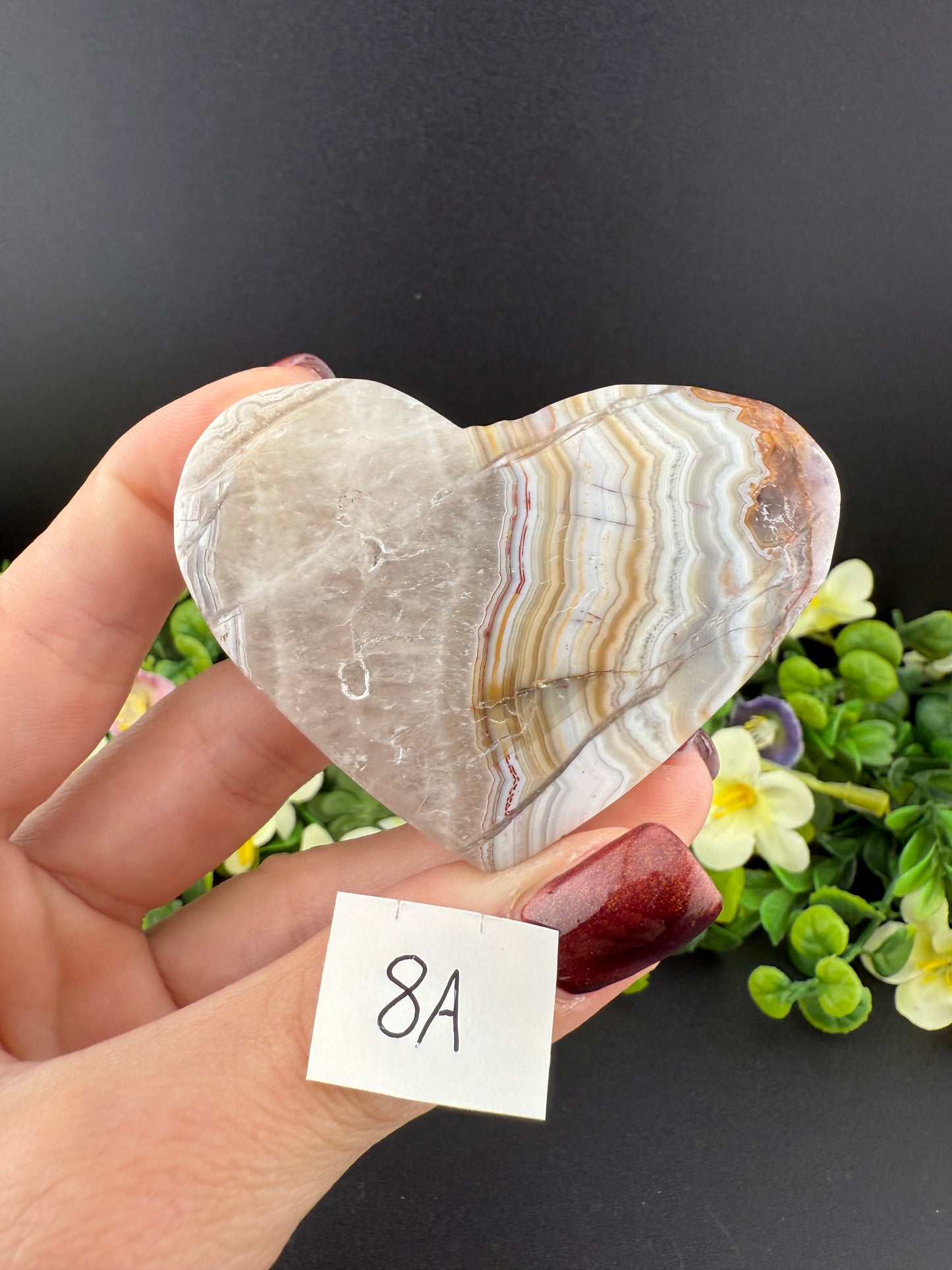 Crazy Lace Agate w/ Amethyst Hearts