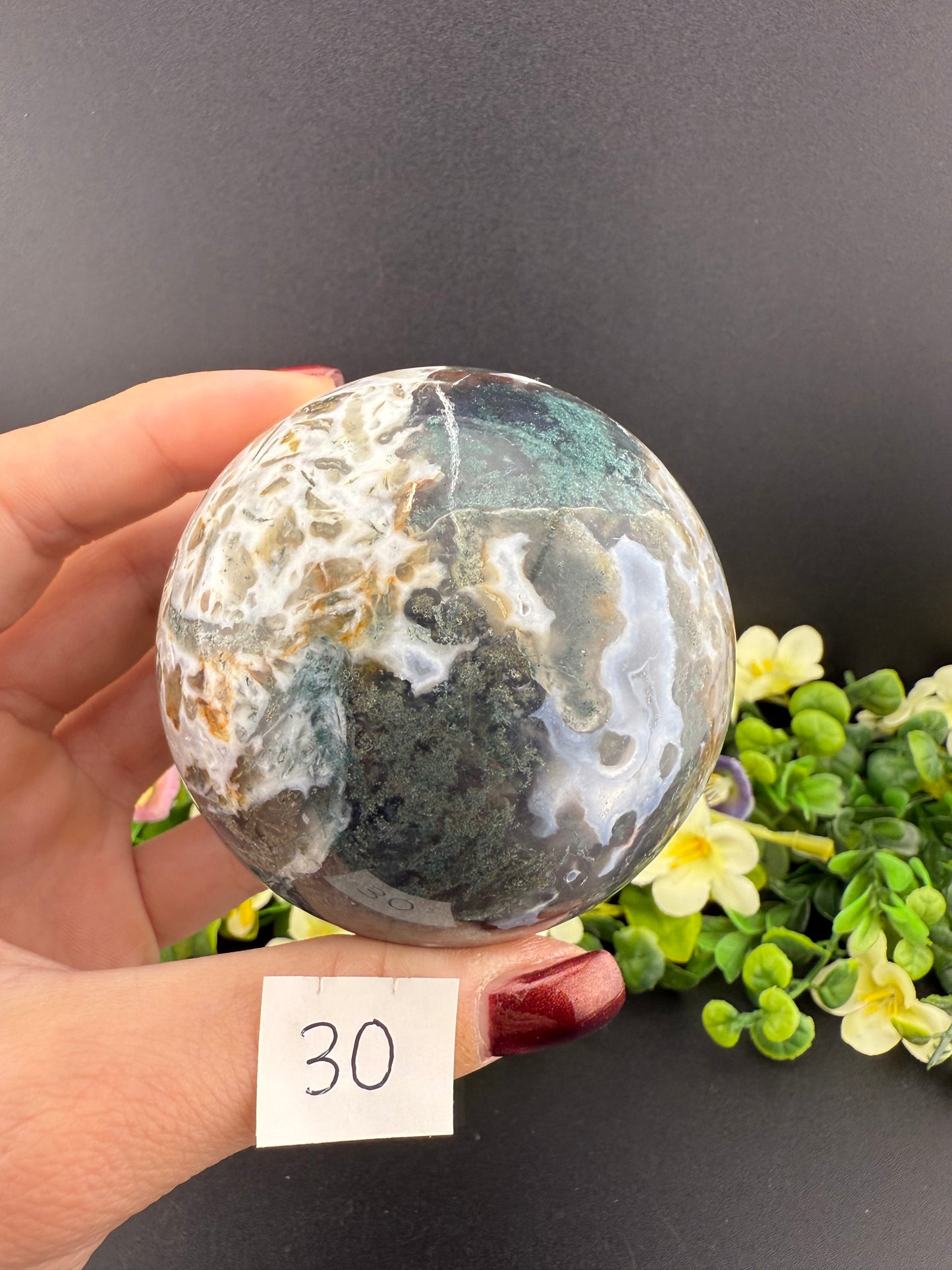White Moss Agate Spheres