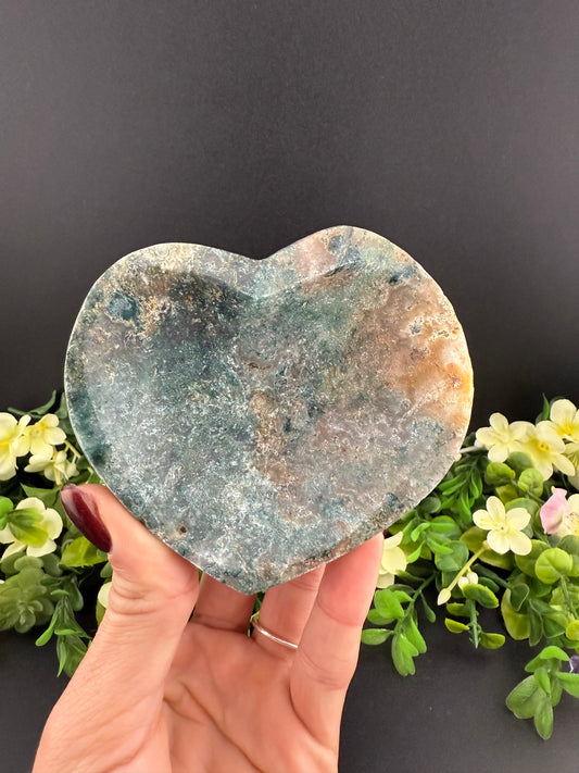 Moss Agate Heart Bowl
