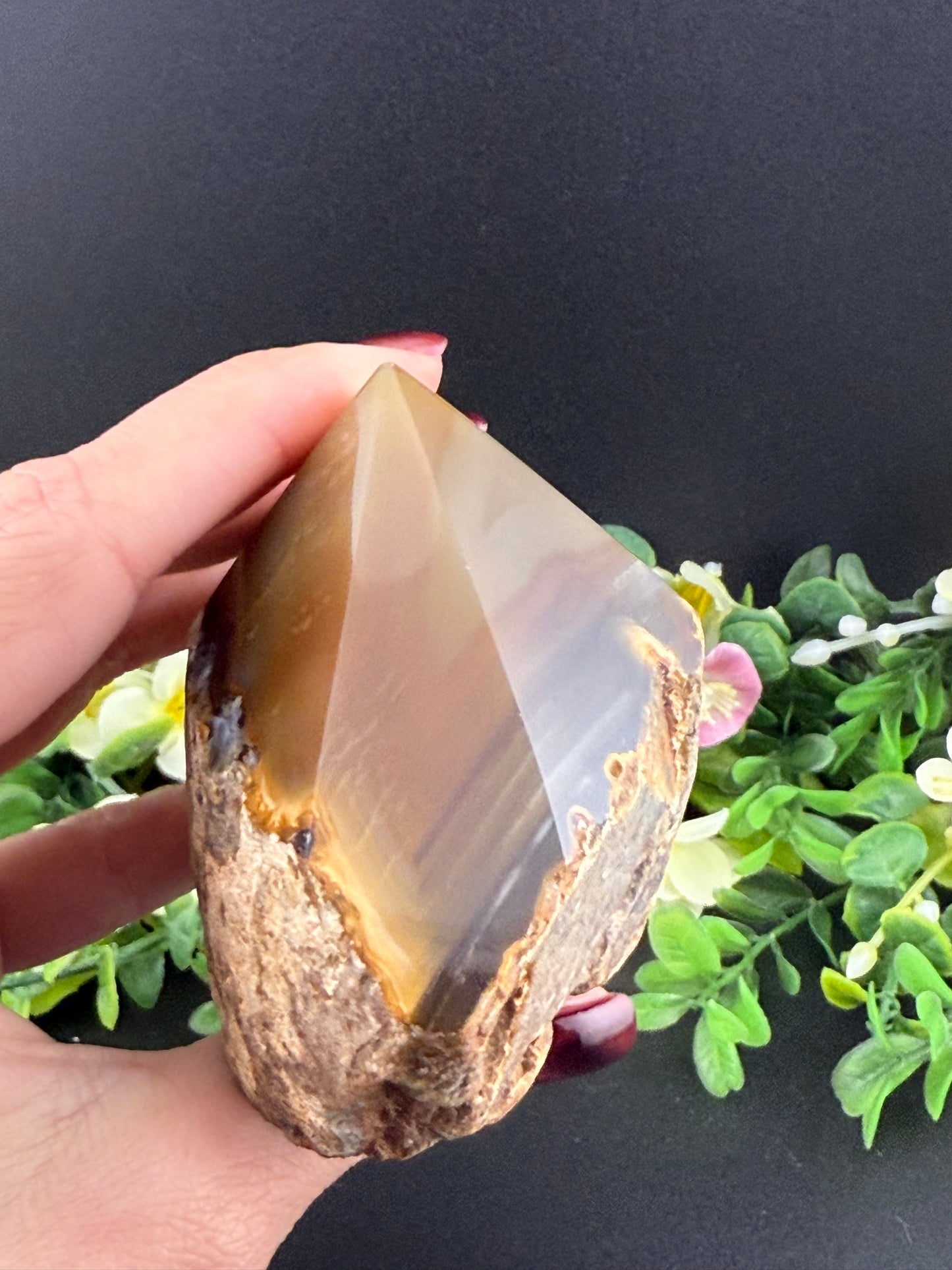 Brown Agate Half-Polished Point