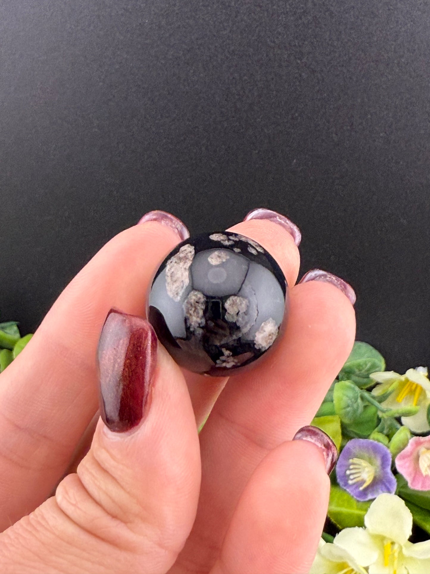 Mini Black Flower Agate Spheres [Intuitively Chosen]