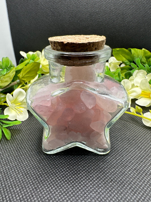 Rose Quartz Star Chip Bottle
