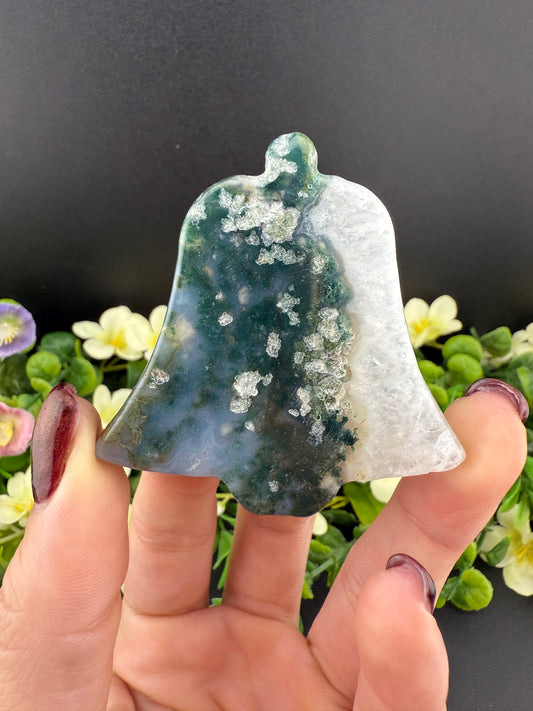 Moss Agate Bell Carving