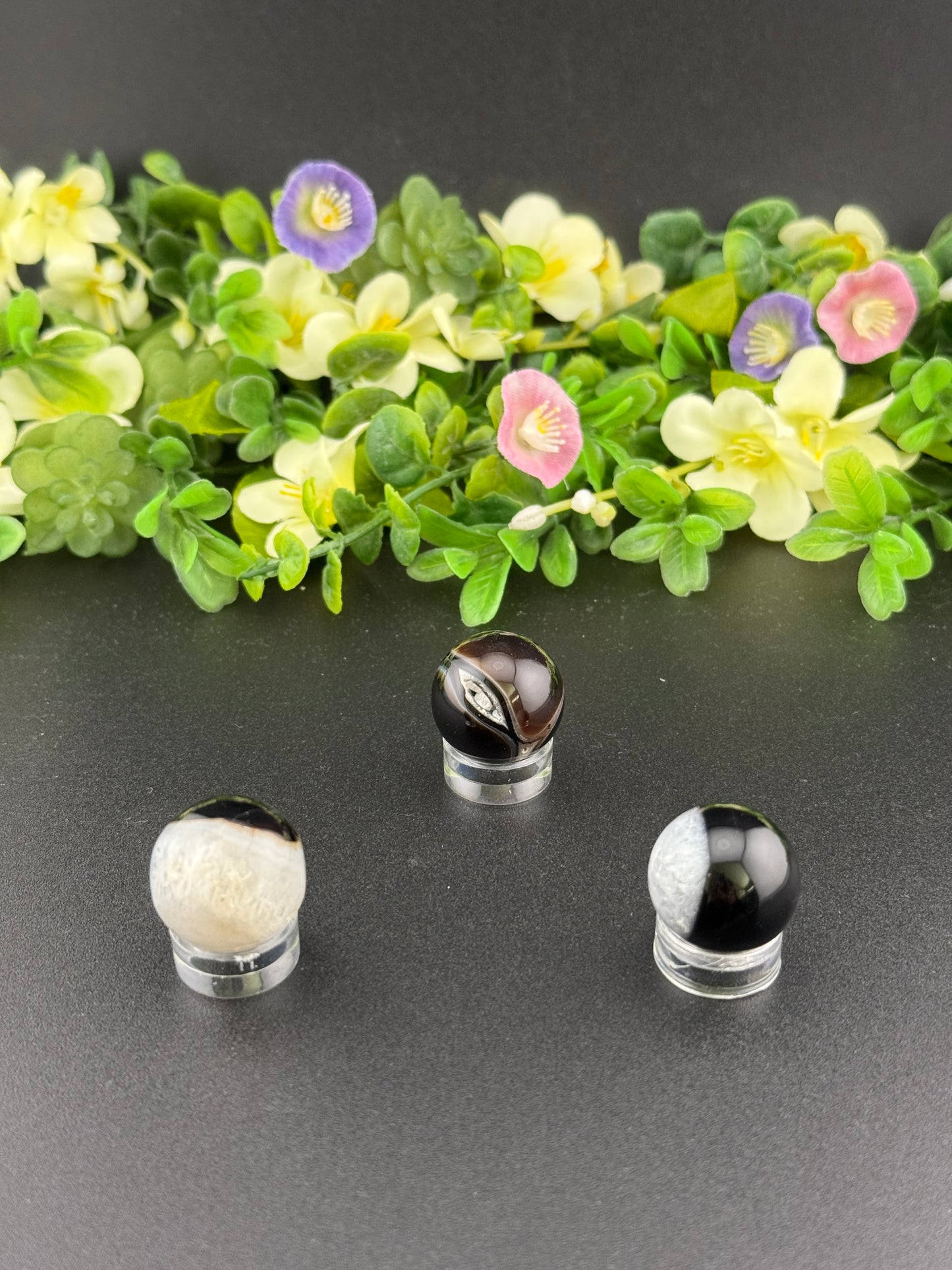 Mini Black Agate Spheres
