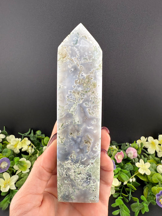 Large Moss Agate Tower