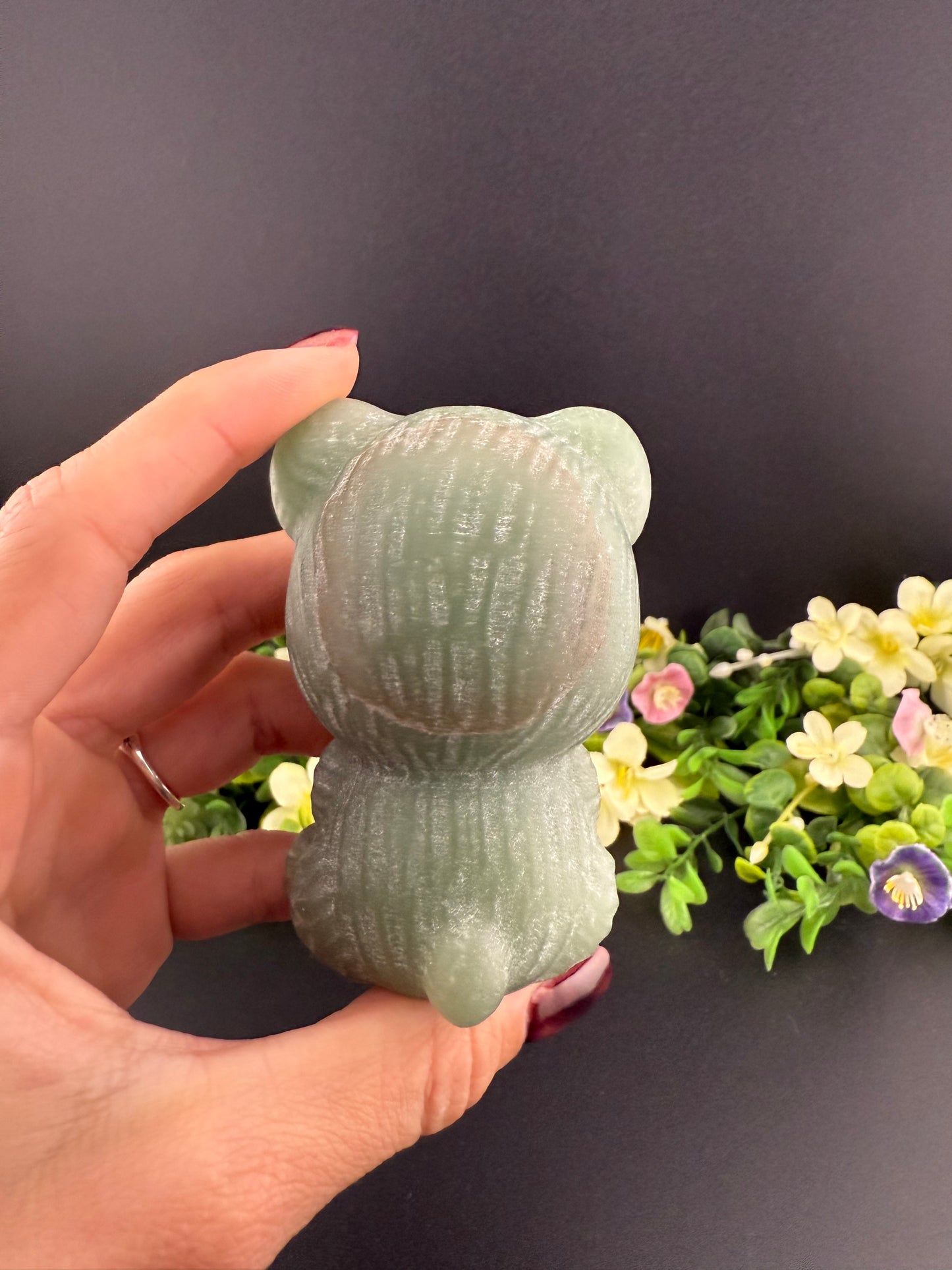 Green Aventurine Sitting Bear Carving