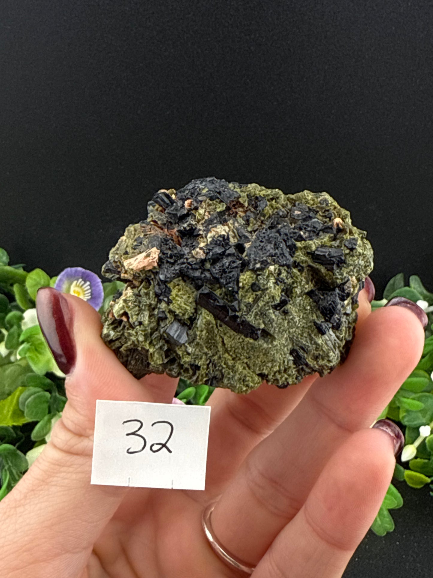 Epidote w/ Black Tourmaline Clusters