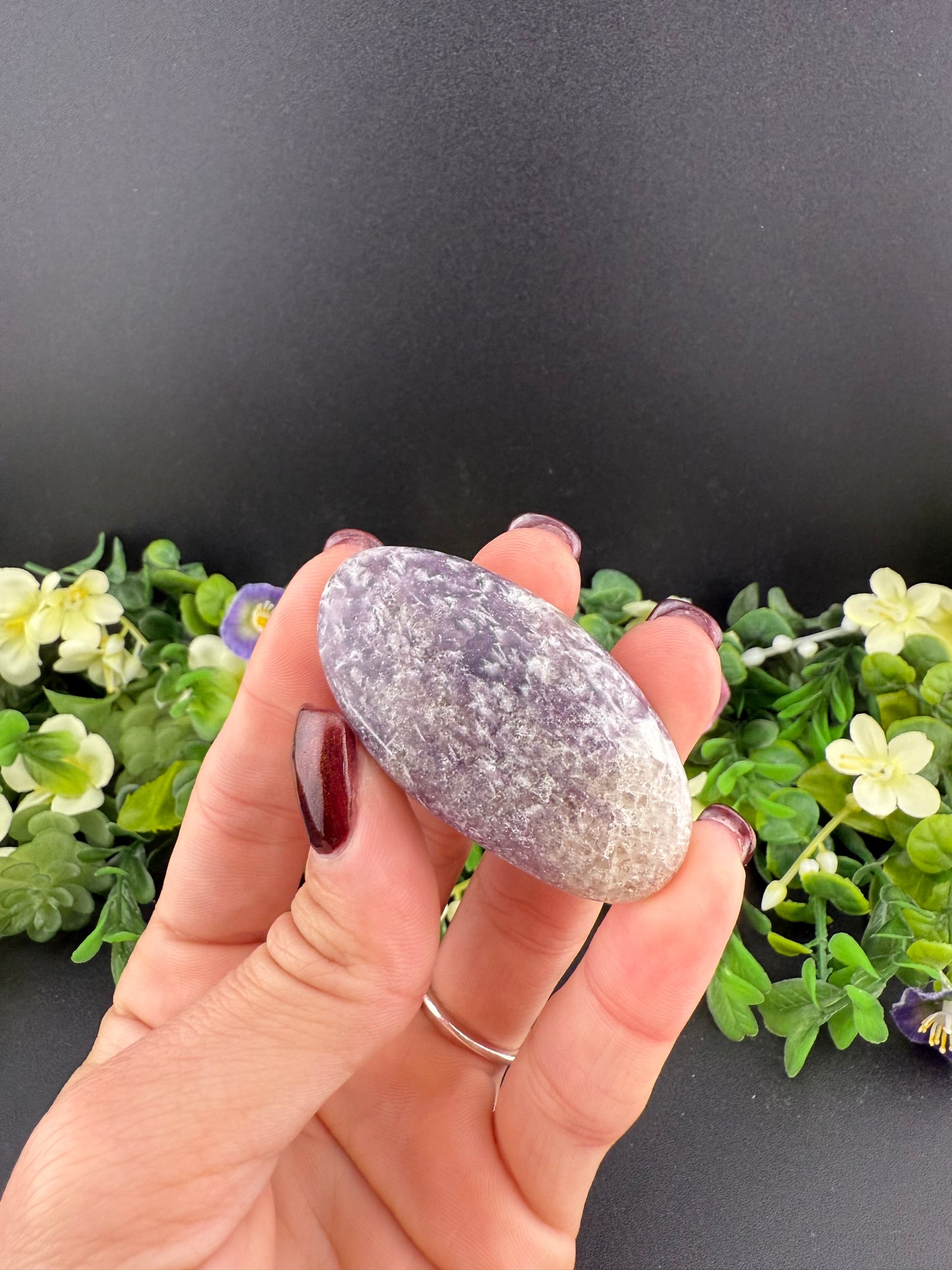 Small Lepidolite w/ Smoky Quartz Palmstone